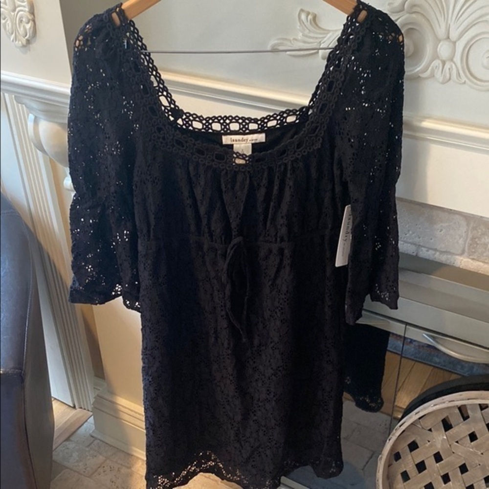 Laundry by design brand new black lace dress 3/4 sleeves small s $165